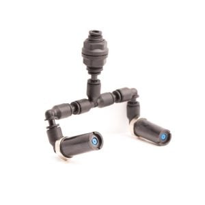 Dubbele Sproeier met knie en glasdoorvoer